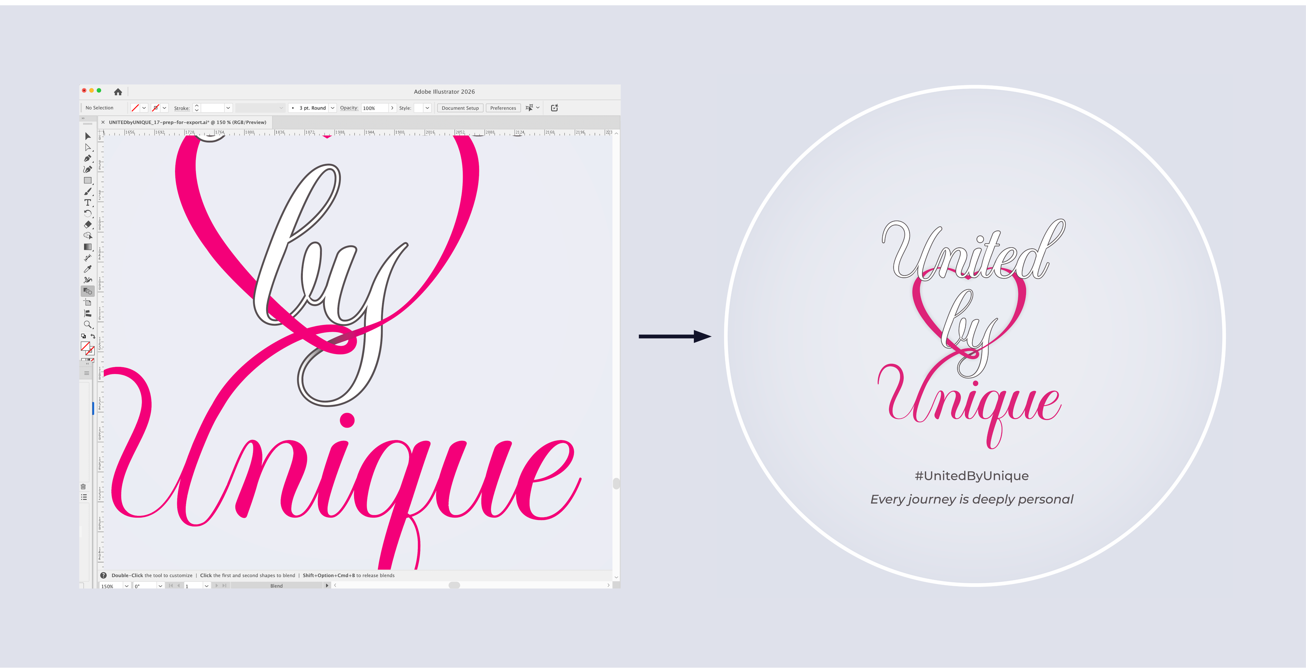 The making of the World Cancer Day #UnitedByUnique graphic design in Adobe Illustrator by Melissa Sherley